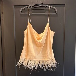 L'Academie Satin Cowl Neck Cami in Champagne